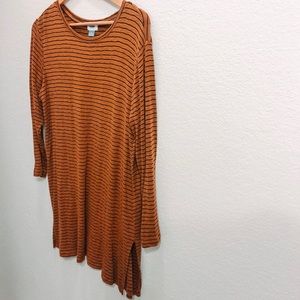 Mustard Yellow Striped Long-Sleeve Shirt/Dress